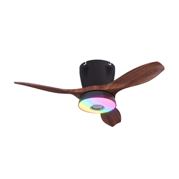 LEC016 Black Wood Grain-RGB MUSIC FAN LIGHT