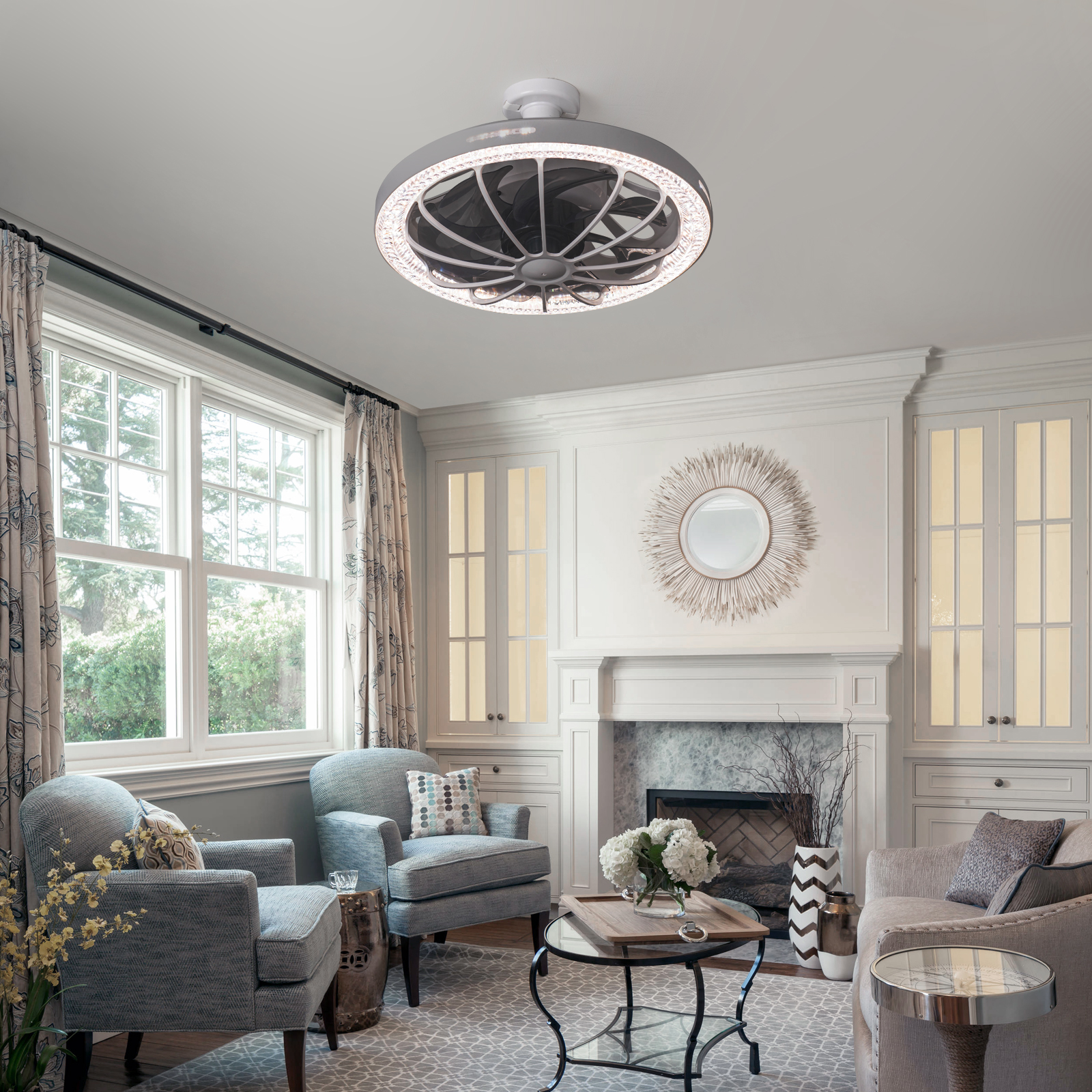 LEC019 Grey-LED FAN LIGHT