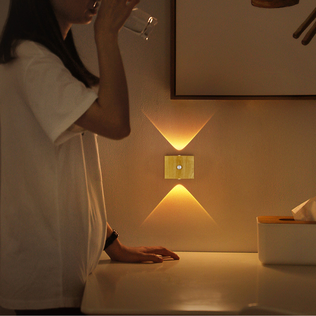 SWL003 Wood Color-SENSOR WALL LAMP
