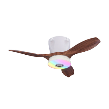 LEC016 White Wood Grain-RGB MUSIC FAN LIGHT