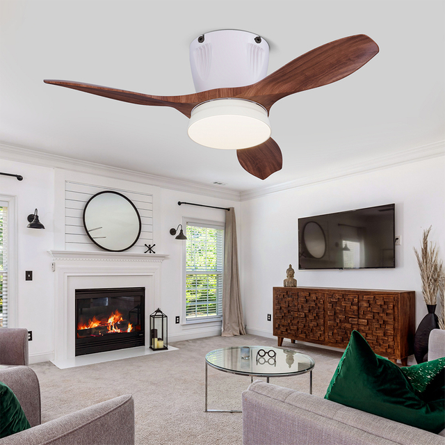 LEC016 White Wood Grain-LED FAN LIGHT