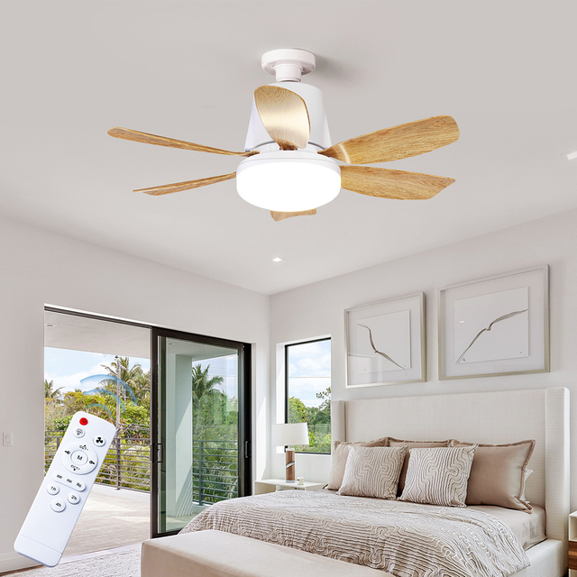 LEC020 White Wood Grain-LED Fan Light