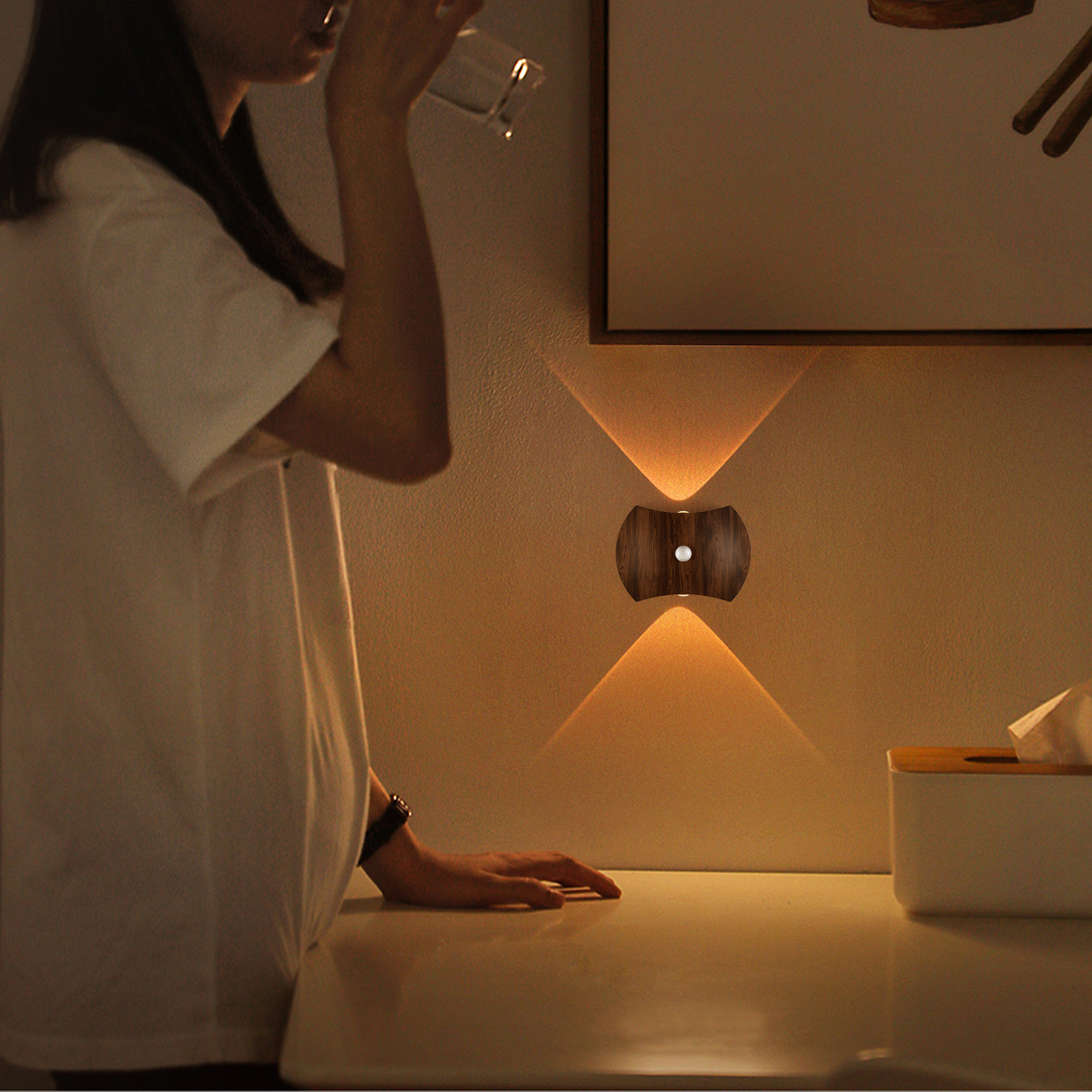 SWL005 black walnut color-SENSOR WALL LAMP