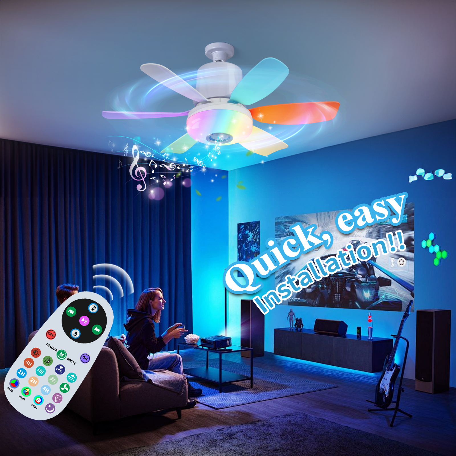 LEC020 Color-RGB MUSIC FAN LIGHT