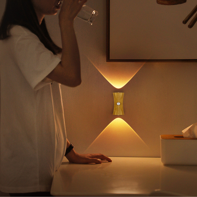 SWL001 Wood Color-SENSOR WALL LAMP