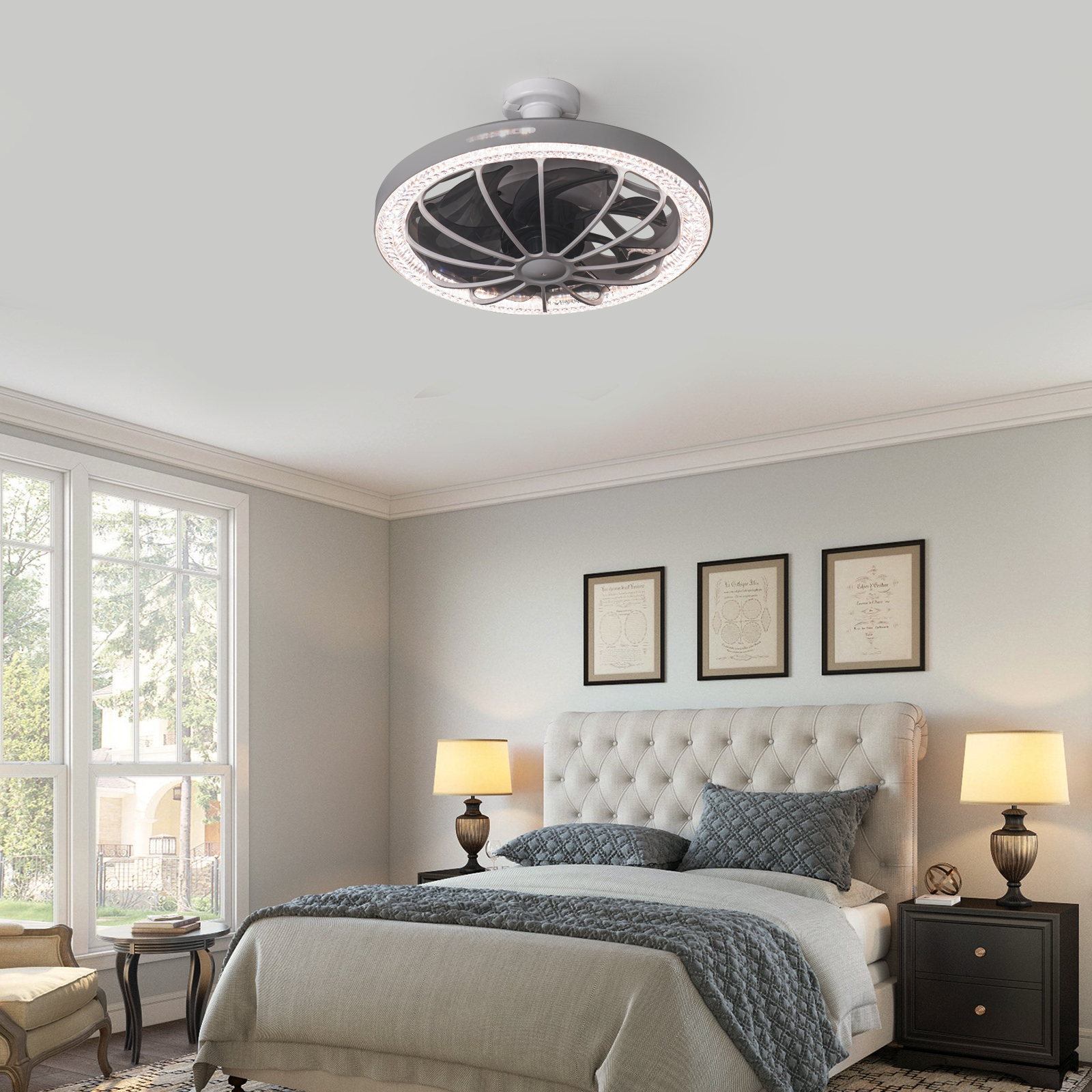 LEC019 Grey-LED FAN LIGHT