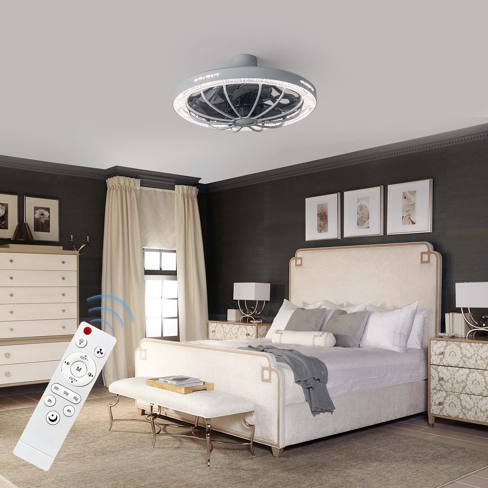 LEC019 Grey-LED FAN LIGHT